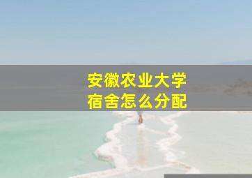 安徽农业大学宿舍怎么分配