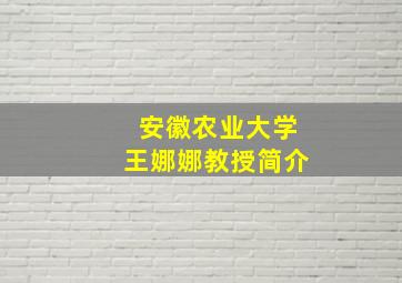 安徽农业大学王娜娜教授简介