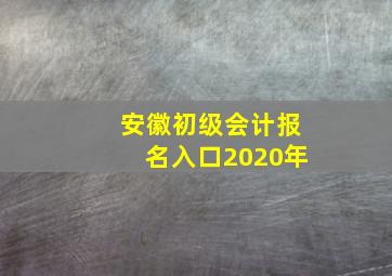 安徽初级会计报名入口2020年