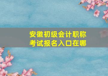 安徽初级会计职称考试报名入口在哪