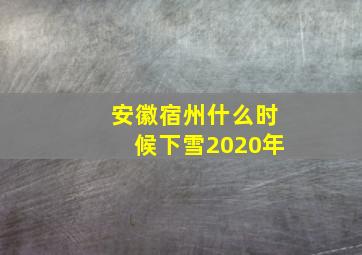 安徽宿州什么时候下雪2020年