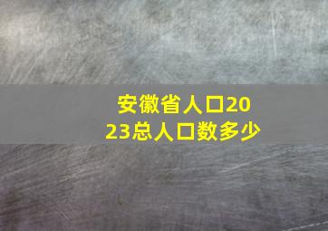 安徽省人口2023总人口数多少