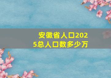 安徽省人口2025总人口数多少万