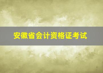 安徽省会计资格证考试