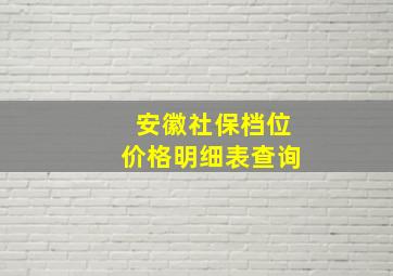 安徽社保档位价格明细表查询