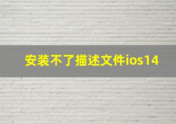 安装不了描述文件ios14