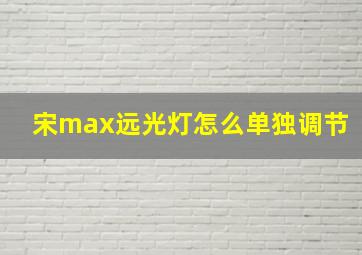 宋max远光灯怎么单独调节