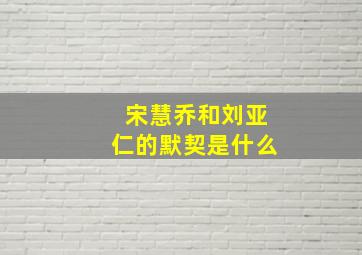 宋慧乔和刘亚仁的默契是什么