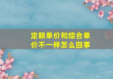 定额单价和综合单价不一样怎么回事