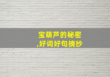 宝葫芦的秘密,好词好句摘抄