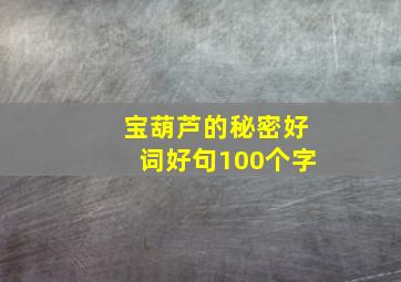 宝葫芦的秘密好词好句100个字