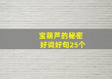 宝葫芦的秘密好词好句25个