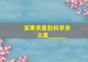 实事求是的科学含义是______