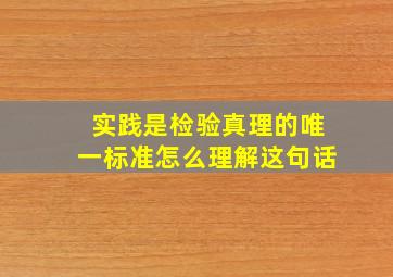 实践是检验真理的唯一标准怎么理解这句话