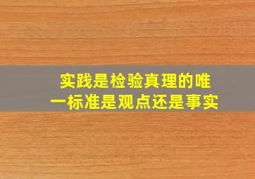 实践是检验真理的唯一标准是观点还是事实