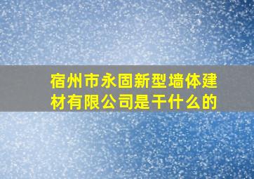 宿州市永固新型墙体建材有限公司是干什么的