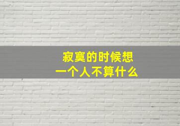 寂寞的时候想一个人不算什么