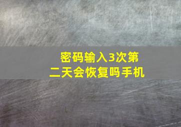 密码输入3次第二天会恢复吗手机