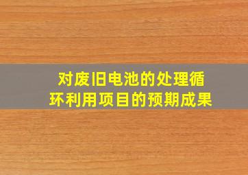 对废旧电池的处理循环利用项目的预期成果