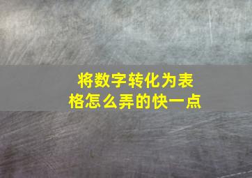 将数字转化为表格怎么弄的快一点