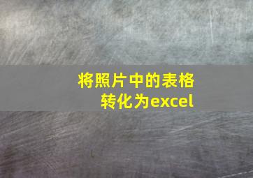 将照片中的表格转化为excel