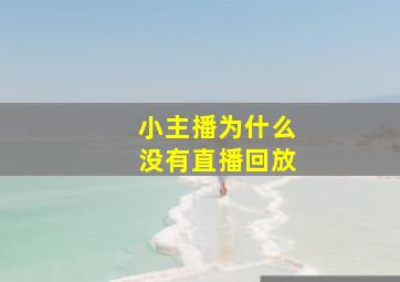 小主播为什么没有直播回放