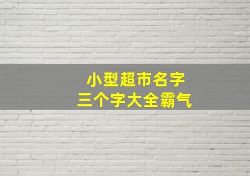 小型超市名字三个字大全霸气