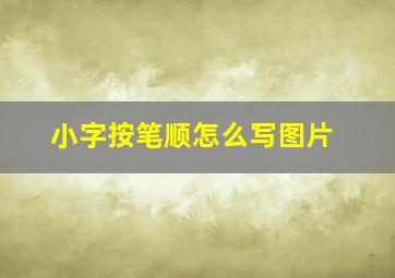 小字按笔顺怎么写图片