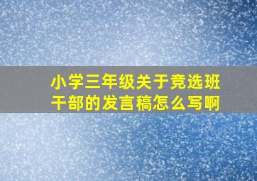 小学三年级关于竞选班干部的发言稿怎么写啊