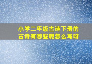 小学二年级古诗下册的古诗有哪些呢怎么写呀