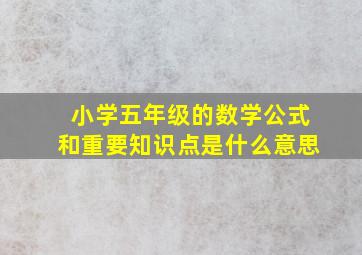 小学五年级的数学公式和重要知识点是什么意思