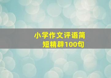 小学作文评语简短精辟100句