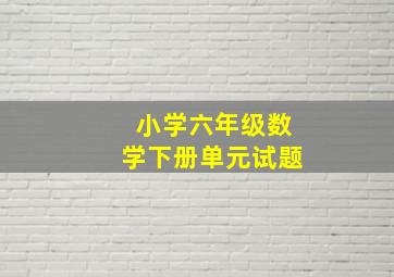 小学六年级数学下册单元试题