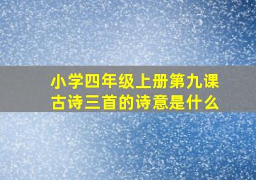 小学四年级上册第九课古诗三首的诗意是什么