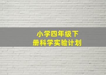 小学四年级下册科学实验计划