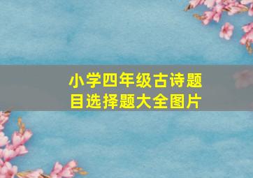 小学四年级古诗题目选择题大全图片