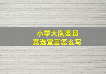 小学大队委员竞选宣言怎么写