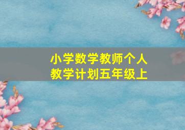 小学数学教师个人教学计划五年级上