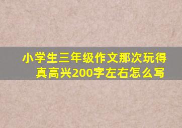 小学生三年级作文那次玩得真高兴200字左右怎么写