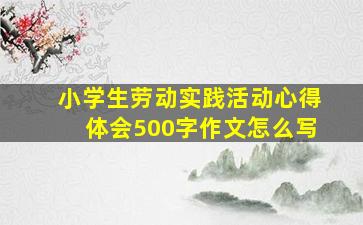 小学生劳动实践活动心得体会500字作文怎么写