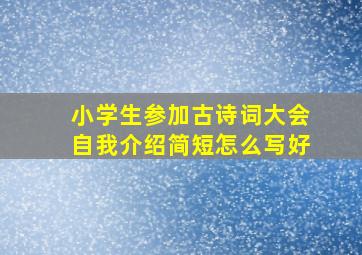 小学生参加古诗词大会自我介绍简短怎么写好