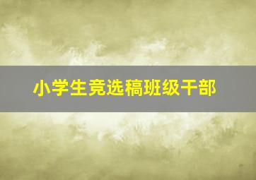 小学生竞选稿班级干部