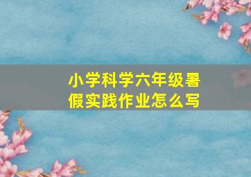 小学科学六年级暑假实践作业怎么写