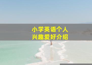 小学英语个人兴趣爱好介绍