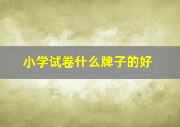 小学试卷什么牌子的好