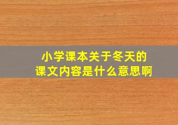 小学课本关于冬天的课文内容是什么意思啊