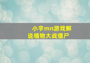 小宇mn游戏解说植物大战僵尸