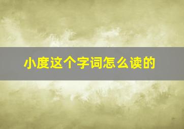 小度这个字词怎么读的