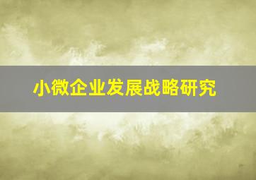 小微企业发展战略研究