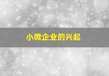 小微企业的兴起